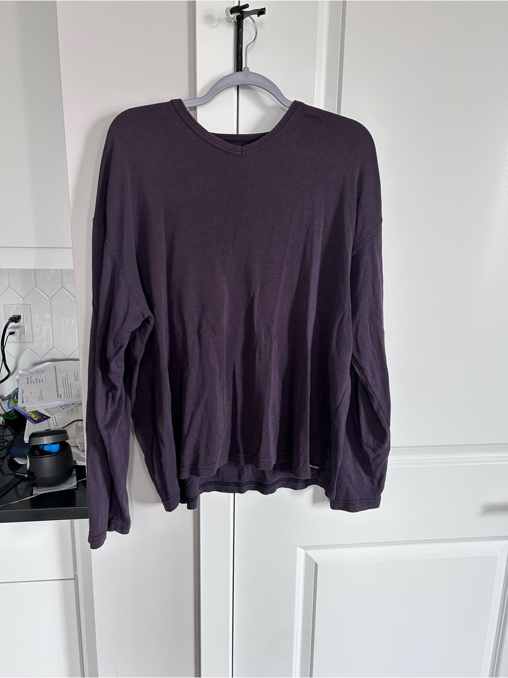 Levi’s SilverTab Lightly Ribbed Plum Long Sleeve Top Vintage Cotton Canadian